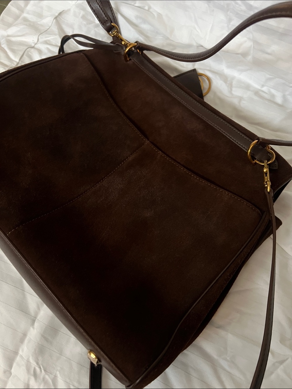 Etsy Classic Dark Brown Suede Top-Handle Bag - Picture 6 of 9